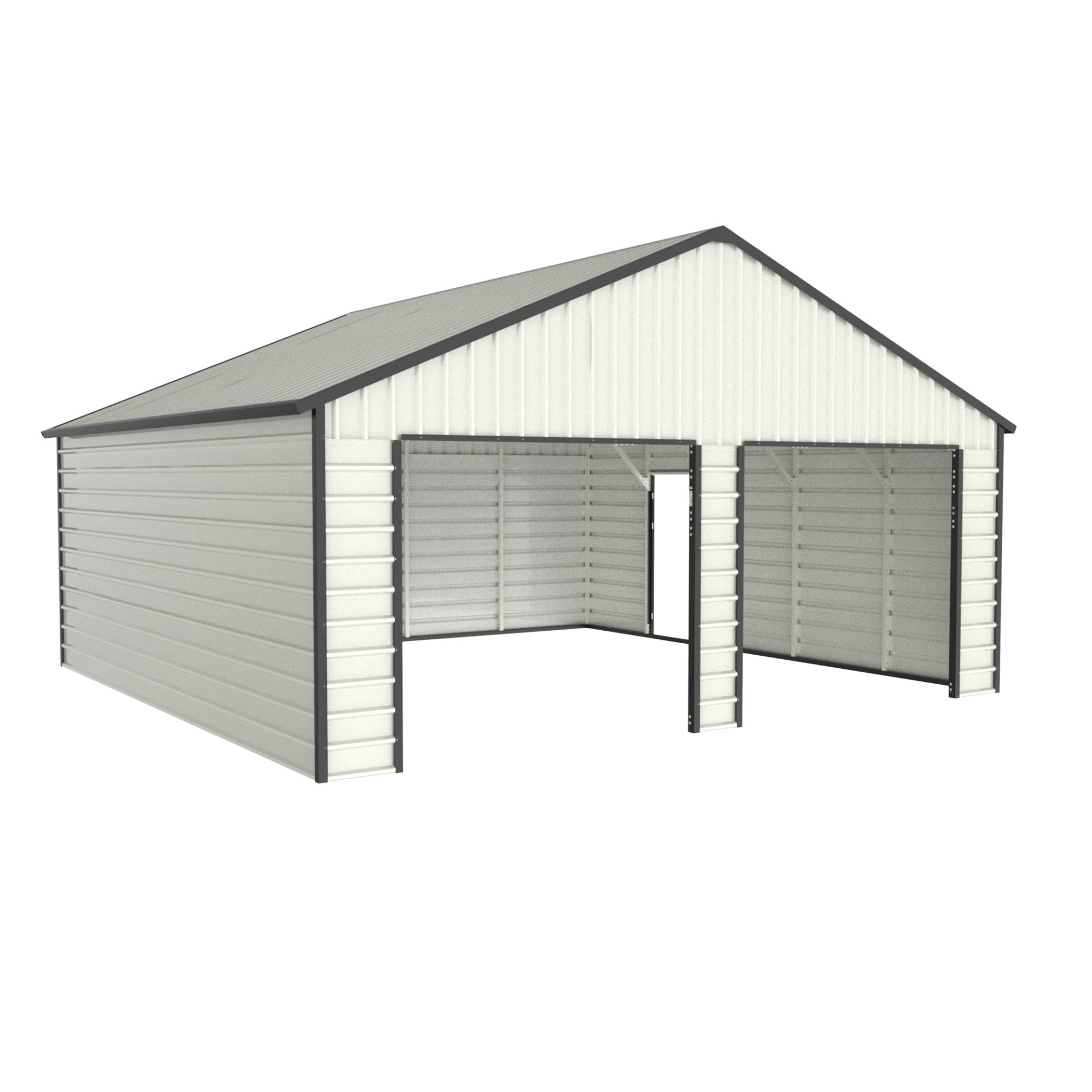Double Garage Metal Shed With Side Entry Door, Can Storage Power Tools, Motorized Machinery, Farm Equipment, Pick Up Truck - Cream - Image 4