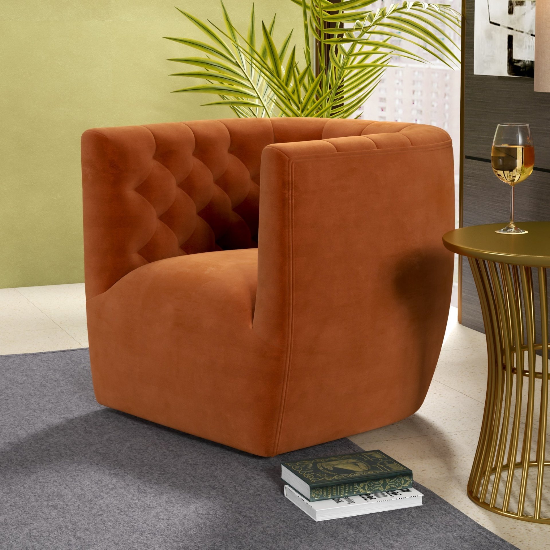 Delaney - Swivel Chair - Burnt Orange - Image 12
