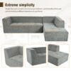 Modular Combination Sofa Set, Modern Minimalist Sofa, Living Room Upholstered Sofa Bed, Bedroom, 2 Pieces Computer Free Combination, L - Shaped - Light Gray - Image 8