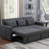 Zoey - Linen Convertible Sleeper Sofa With Side Pocket - Dark Gray - Image 11