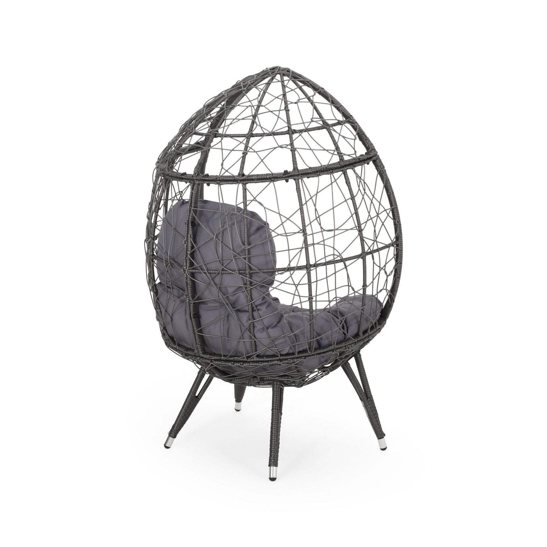 Cosmos - Round Hammered Iron Teardrop Chair - Gray - Image 7