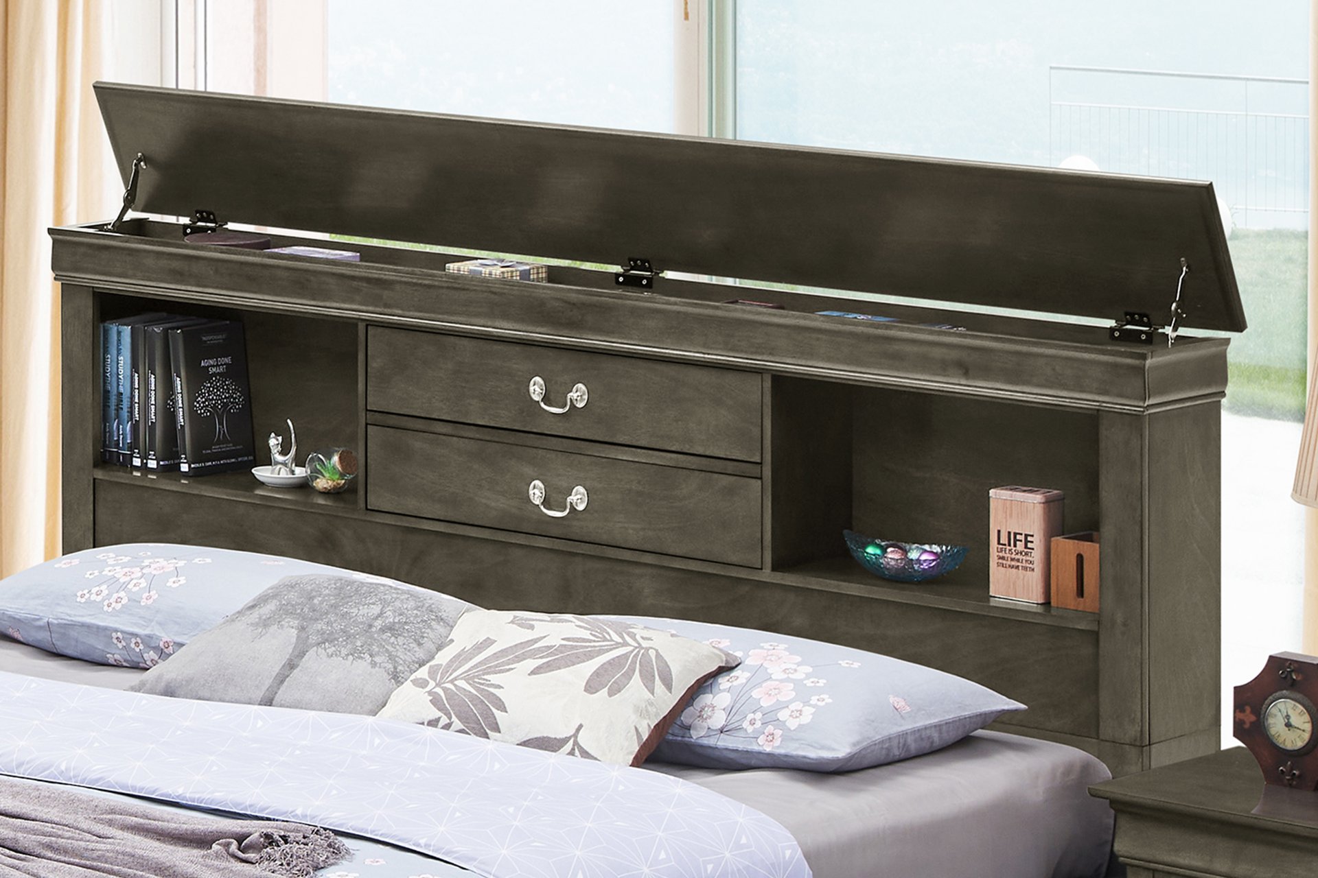 Louis Phillipe - King Storage Bed - Gray - Image 5