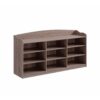 Wooden Shoe Storage Bench, Nine Storage Shelves, Entryway Organizer - Dark Taupe - Image 3