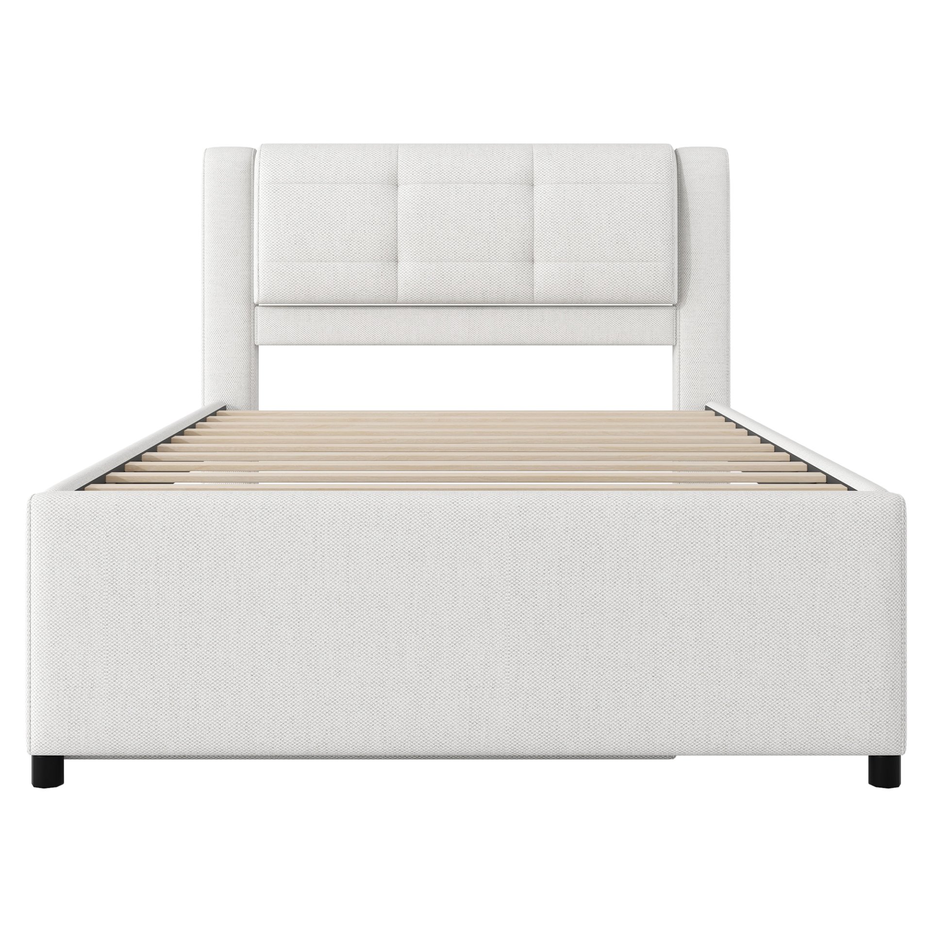 Full Size Upholstery Platform Bed With Trundle,Trundle Can Be Flat Or Erected - Beige - Image 11