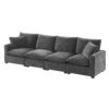 Modern Modular Sofa, 4 Seat Chenille Sectional Couch Set With 2 Pillows Included, Freely Combinable Indoor Funiture - Black / Gray - Image 2