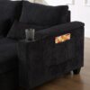 Convertible Chaise Lounge Sofa Chair Bed With USB Ports, Cup Holders & Storage - Black - Image 4