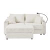 Modern Style Loveseat Sofa Sectional Sofa Couch With Storage Space, A Movable Ottoman, Two USB Ports, Two Cup Holders, A Phone Holder For Living Room - Beige - Image 15