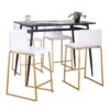Marcel Mara - 5 Piece Upholstered Contemporary Counter Height Dining Set - Black / Gold / White - Image 2