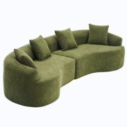 4 Seater Sofa With Chenille Fabric, 30D, 60 Hardness Full Sponge, 4 Pillow For Living Room, Home Furniture Sleeper Sectional Sofa For Apartment - Green