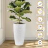 Faux Rattan Tall Planters Set With Water Level Monitor And Automatic Watering, Polypropylene - Black / Gray - Image 8