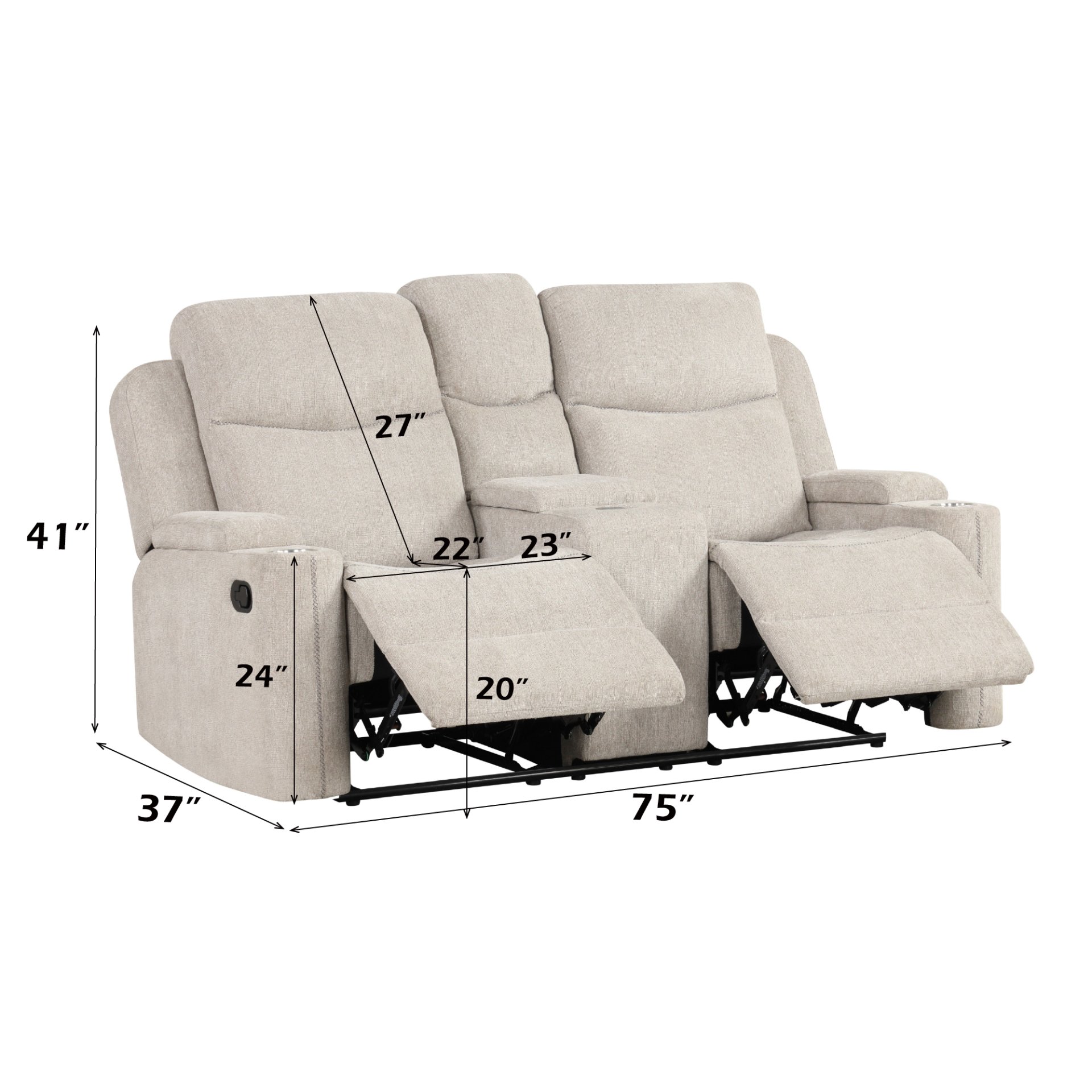 Galya - Motion Loveseat With Console - Light Gray - Image 2