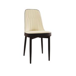 Modern Style Dining Chair (Set of 4) With Cushions Metal Legs - Beige / Black