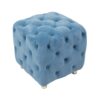 Modern Velvet Upholstered Ottoman, Exquisite Small End Table, Soft Foot Stool, Dressing Makeup Chair, Comfortable Seat For Living Room, Bedroom, Entrance - Blue - Image 9