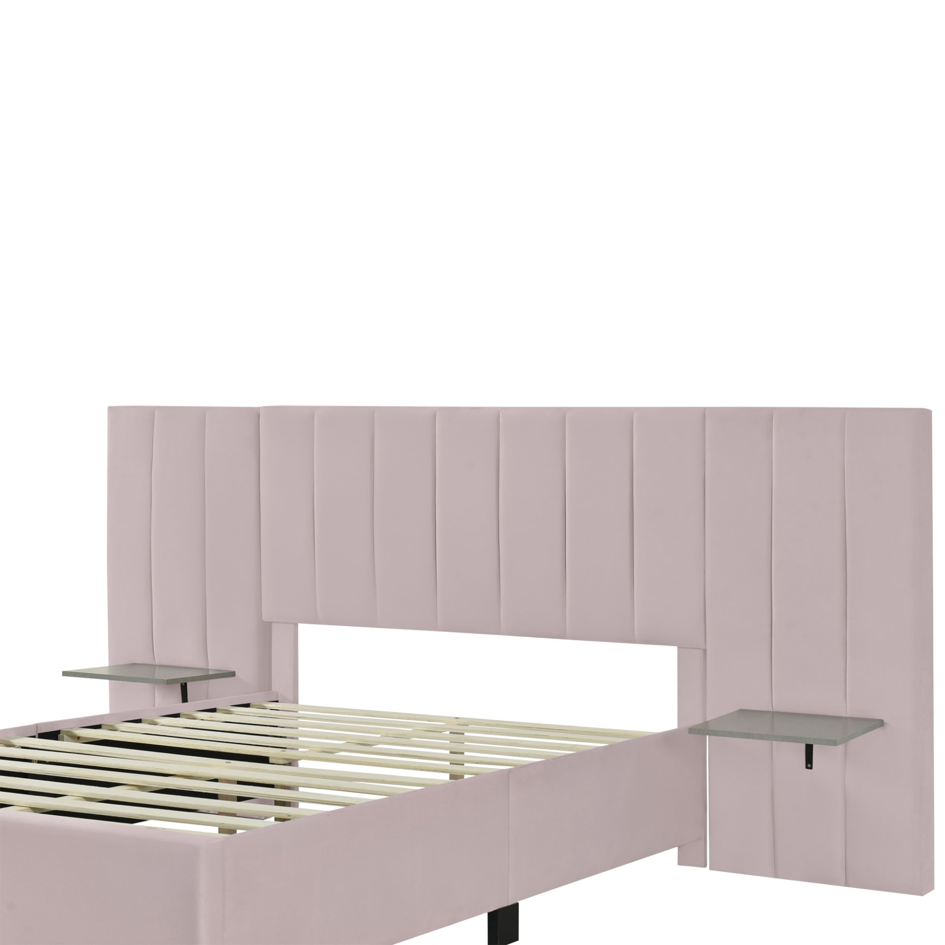 Full Size Upholstered Platform Bed With Big Headboard - Pink - Image 8