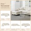 Modern Convertible Sectional Sofa L Shaped Reversible Couch Set With Free Pillows 5 Seat Cloud With Ottoman - Beige - Image 20