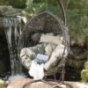 Kylie - Hanging Basket Chair Brown Cozy Rattan Design With Water Resistant Cushions - Khaki / Brown - Image 2