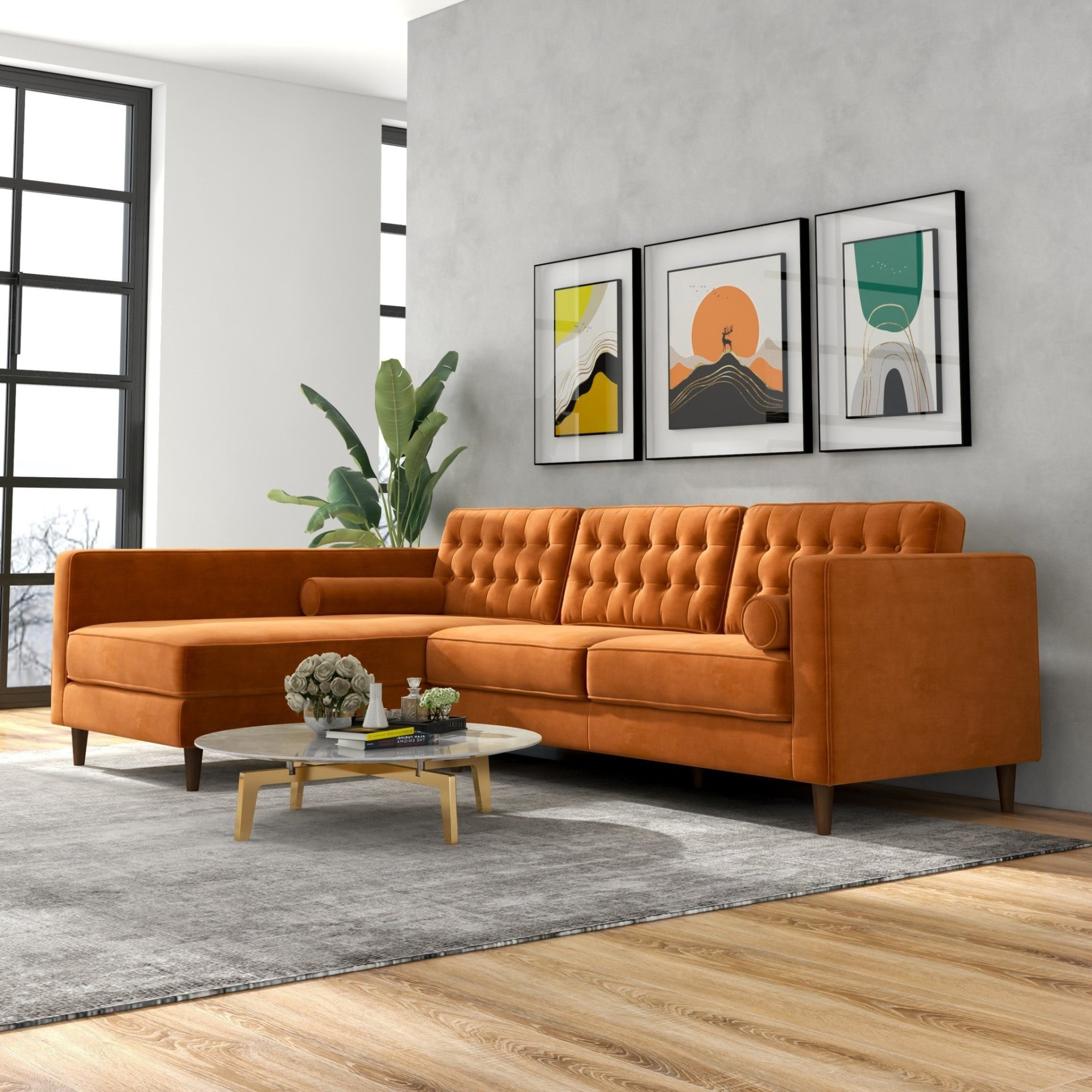 Christian - Sectional Sofa Left Facing - Burnt Orange - Image 10