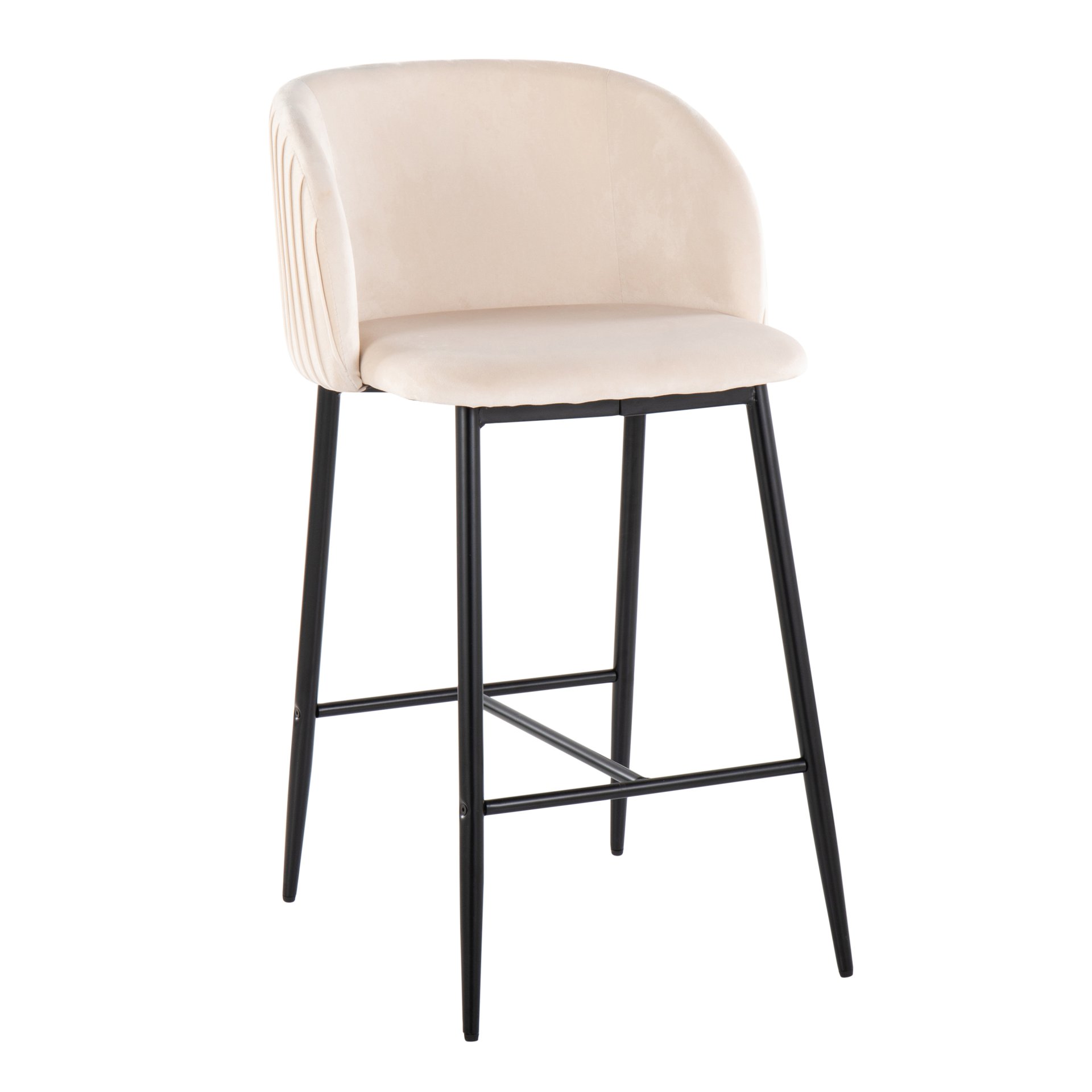 Fran - Pleated Contemporary Fixed Height Counter Stool (Set of 2) - Black / White - Image 2