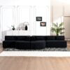 Upholstered Sofa Free Combined Sofa Couch With 2 Chaise Lounge And 5 Back Pillows For Living Room - Black - Image 17