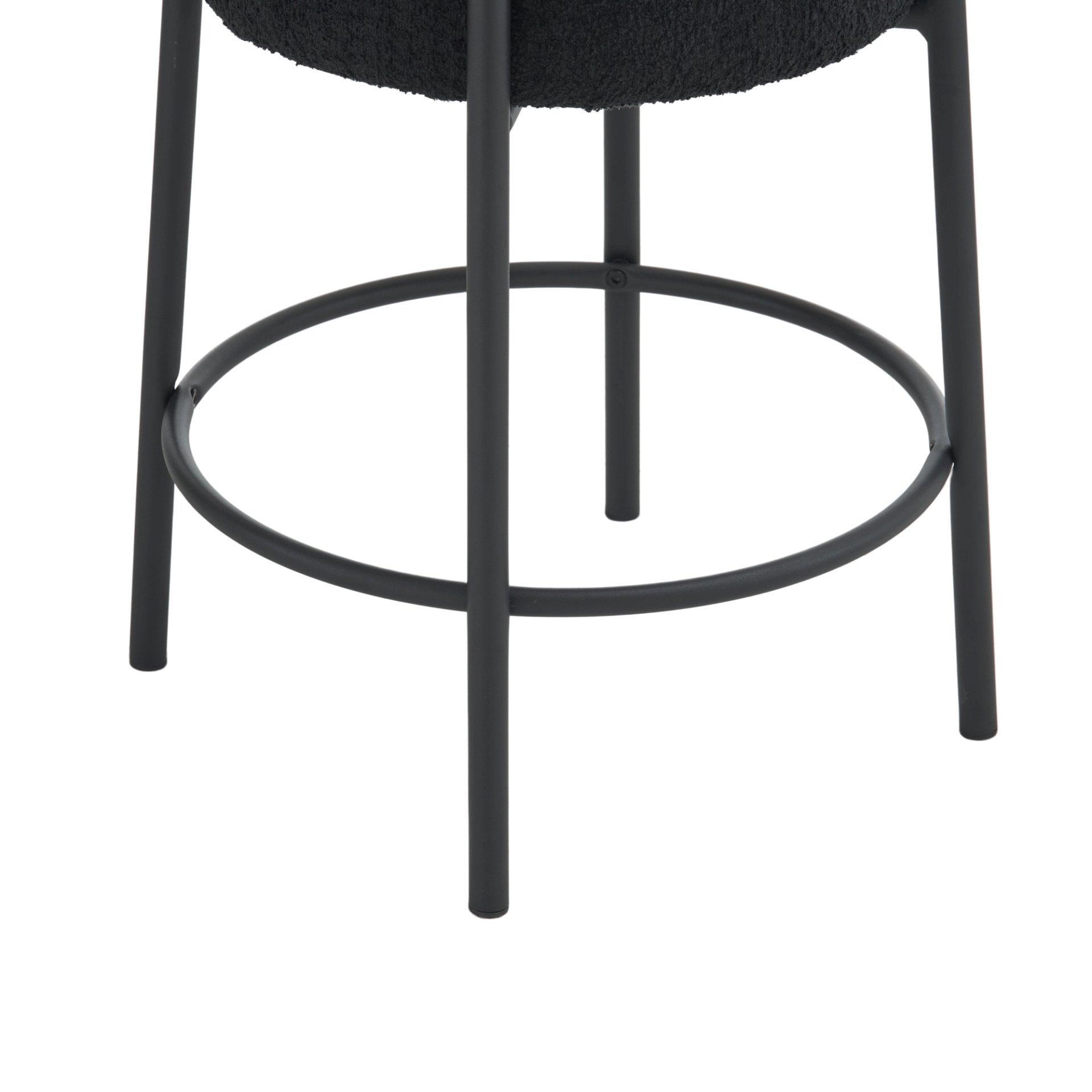 Round Bar Stools (Set of 2), Contemporary Upholstered Dining Stools For Kitchens, Coffee Shops And Bar Stores - Black - Image 8