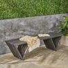 Gloaming - Outdoor Bench With Slat Design And Triangular Base - Dark Gray - Image 2
