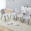 Comfortable Linen Cotton Dining Chair Set 4 Pieces - Light Gray - Image 4