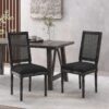 French Country Inspired Dining Chair Set With Cane Backrest - Distressed Light Brown - Image 5