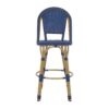 Outdoor Rattan And Aluminum French Barstools Set - Navy Blue - Image 6