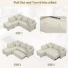 L-Shaped Sectional Pull Out Sofa Bed Sleeper Sofa With Two USB Ports, Two Power Sockets And A Movable Storage Ottoman - Beige - Image 5