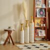 Floor Metal Vase Modern Style Decoration Home Metal Vase (Set of 3) Gorgeous Home Decoration Large Glazed Metal Vases - Gold / White - Image 6
