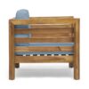 Outdoor Club Chair, Acacia Wood Patio Chair With Fabric Cushion For Backyard, Poolside, Garden Or Porch - Pecan / Blue - Image 9