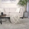 Modern Wool Rope Square Pouf Ottoman Floor Cushion - Gray / Ivory - Image 2