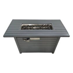 Propane Outdoor Fire Pit Table With Lid - Gray