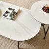 Contemporary Coffee Table Sintered Stone Surface With Ceramic Finish Double Layer Design Base Matte Shelf Modern Living Room Center Table - White / Gray - Image 10