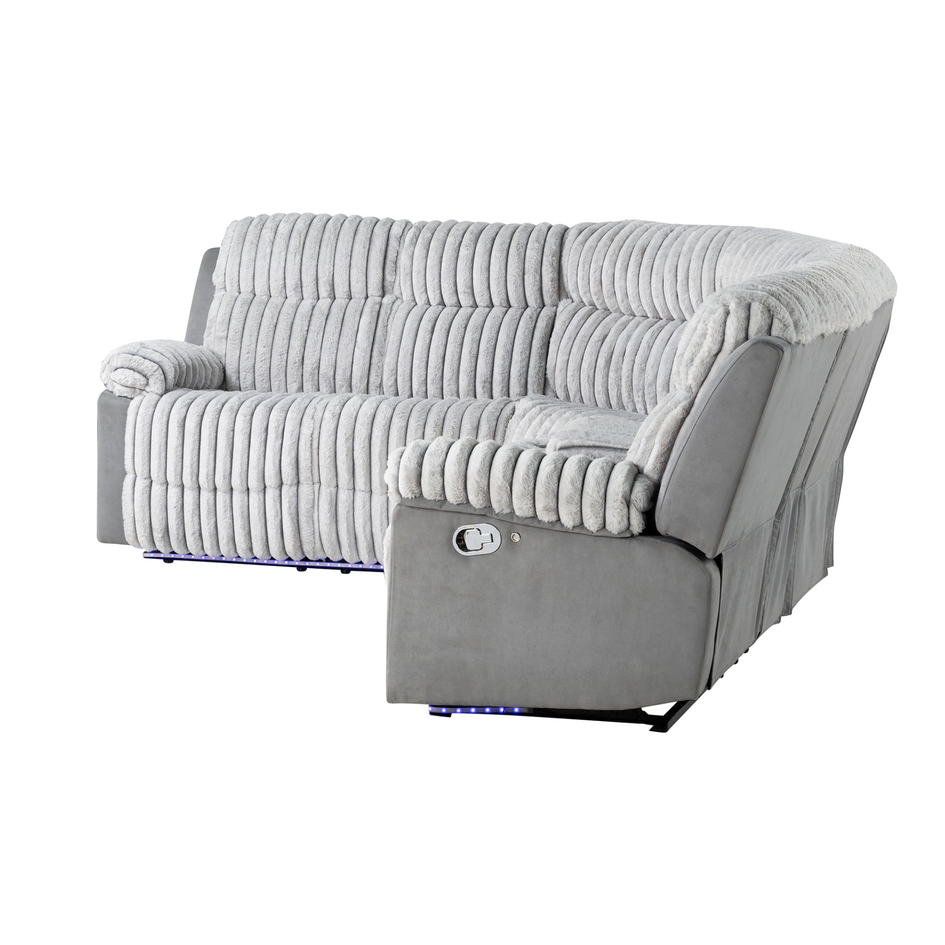 Bruni - Sectional Sofa With LED Lighting And Manual Recline - Gray - Image 5