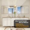 Glossy Brushed Rounded Corner Rectangle Wall Mirror For Bathroom Metal Frame Wall Mounted Bathroom Mirror Home Decor Corner Hangs Farmhouse Mirror (Horizontal & Vertical) - Silver - Image 6