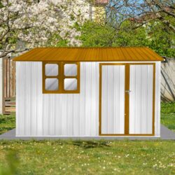 10'x8' Garden Sheds Outdoor Storage Sheds With Window - White / Yellow