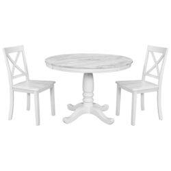 5 Pieces Dining Table And Chairs Set For 4 Persons, Kitchen Room Solid Wood Table With 4 Chairs - White