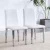 (Set of 4) Backrest Chairs With Silver Metal Legs The Perfect Combination, Suitable For Minimalist And Modern Home Styles - White / Silver - Image 6