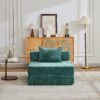 Convertible Floor Sofa Bed With Fixed Shape Frame For Living Room - Dark Green - Image 13