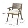Helen - Outdoor Acacia Wood Dining Chair (Set of 2) - Gray / Creme - Image 3