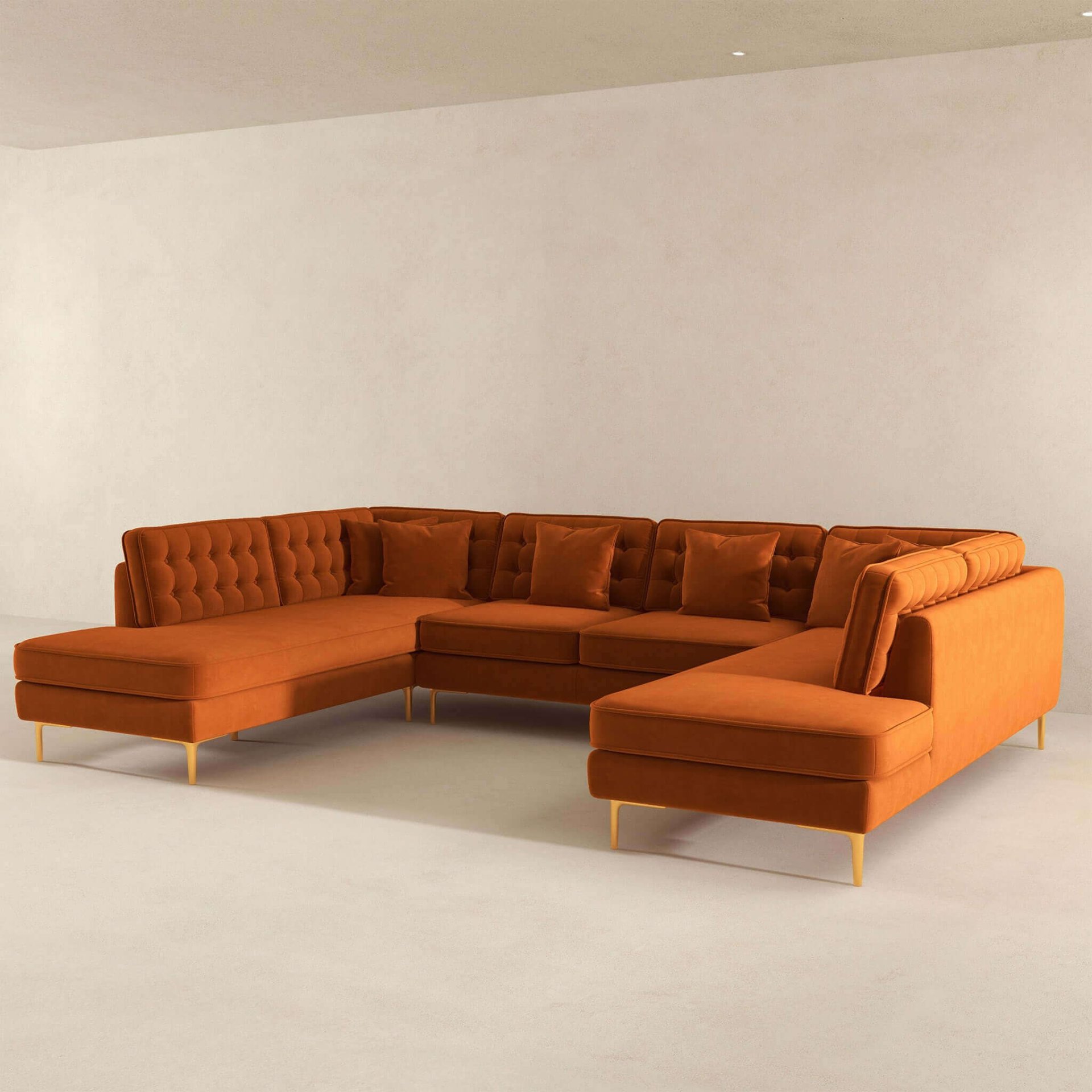 Brooke - U Shape Corner Sofa - Orange - Image 6