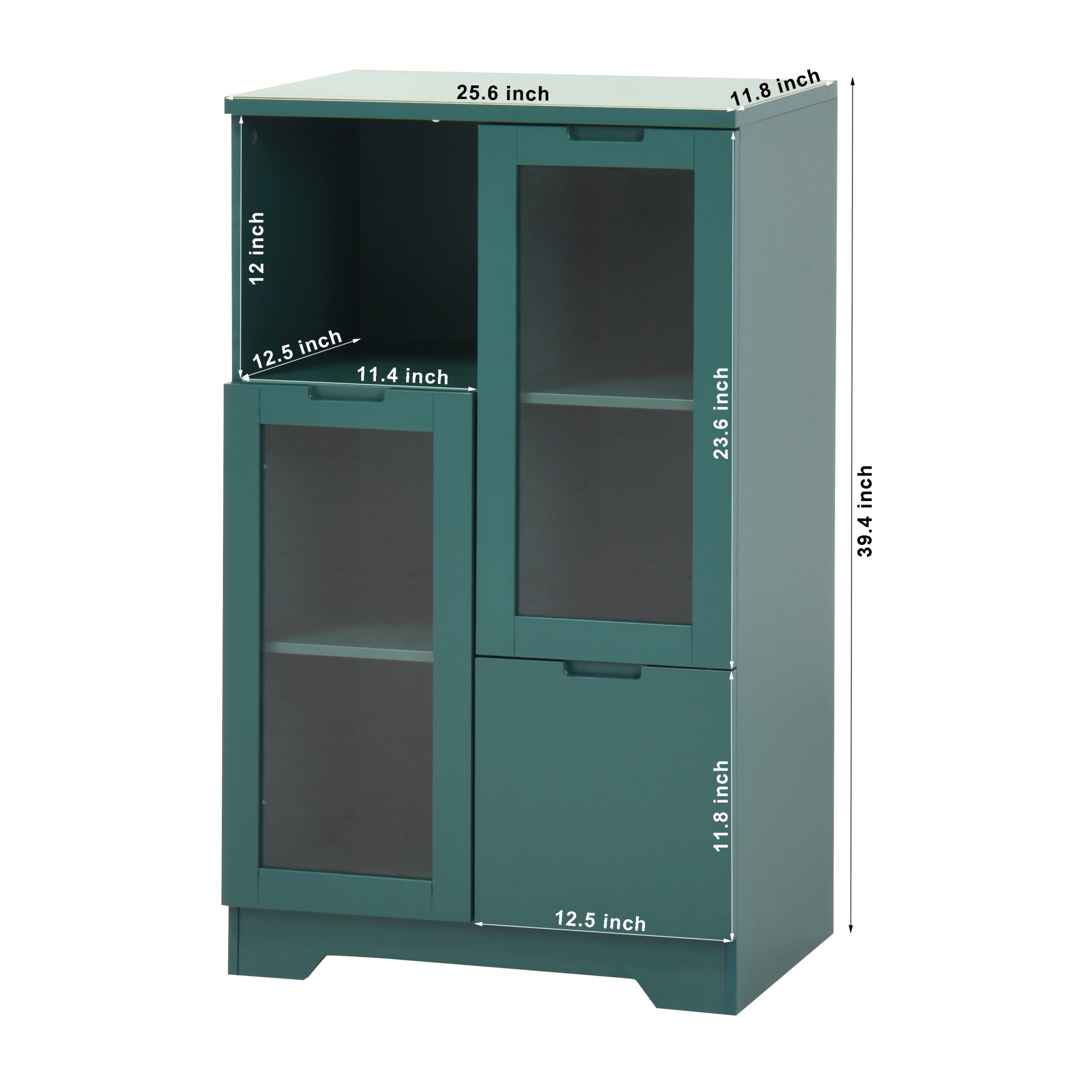 Modern Painted Cabinet With Glass Doors And Drawer - Green - Image 3