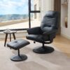 Massage Recliner Chair With Ottoman 360° Swivel Reclining Chair With Wrapped Base 5 Point Vibration Massage Seat Heating And 140° Adjustable Backrest - Black - Image 10