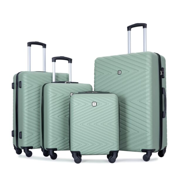 Luggage 4 Piece Lightweight Suitcase With Rotating Wheels, 24" And 28" With Tsa Lock, (16/20/24/28) - Olive Green