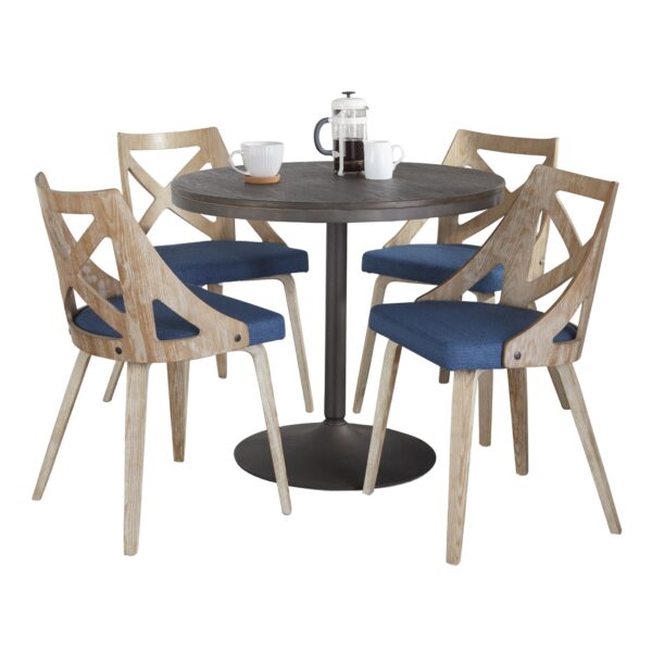 Dakota Charlotte - 5 Piece Contemporary Dining Set - Espresso / Blue