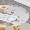 Stainless Steel Pattern Burning Stone Round Table Suitable For 2, 4 Or 6 People - Gold / White - Image 9