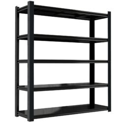 Tall Metal Shelves With 5 Removable Dividers Are High Capacity And Load Bearing For Garages, Kitchens And Offices - Black