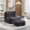 Fluffy Bean Bag Chair, Comfortable Bean Bag For Adults And Children, Super Soft Lazy Sofa Chair With Memory Foam And Ottoman, Indoor Modern Focus Bean Bag Chair For Living Room, Bedroom, Apartment - Black - Image 2