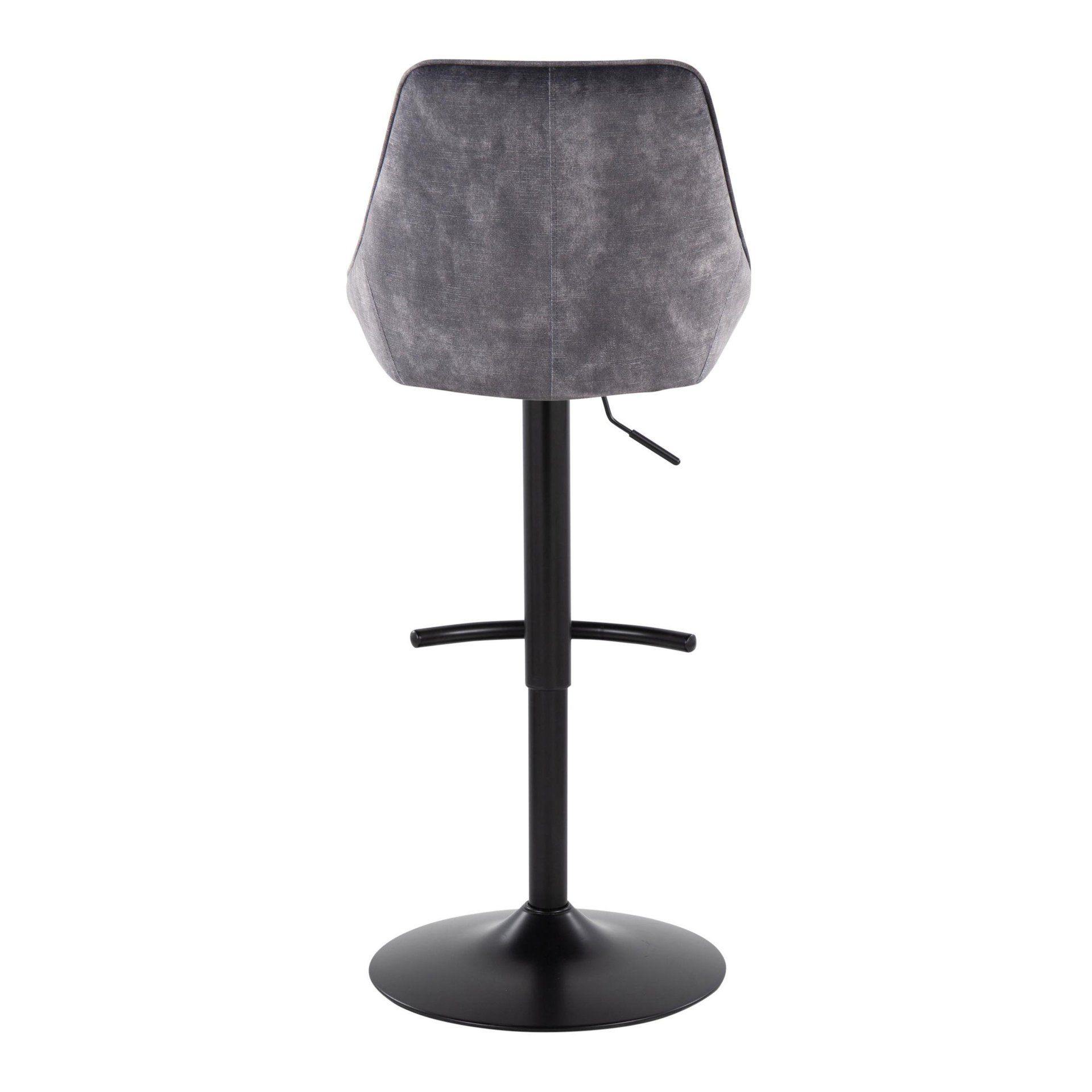 Diana - Contemporary Adjustable Barstool With Swivel With Rounded T Footrest (Set of 2) - Black / Gray - Image 5